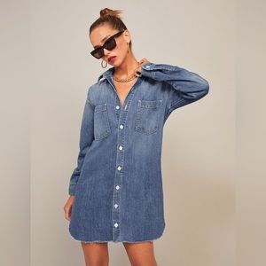 Reformation Jeans Edie Button Up Denim Dress - 0